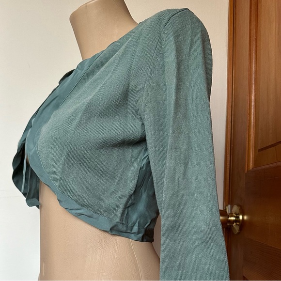 Avoca Knit/Silk Embroidered Shrug Sweater - Picture 8 of 10